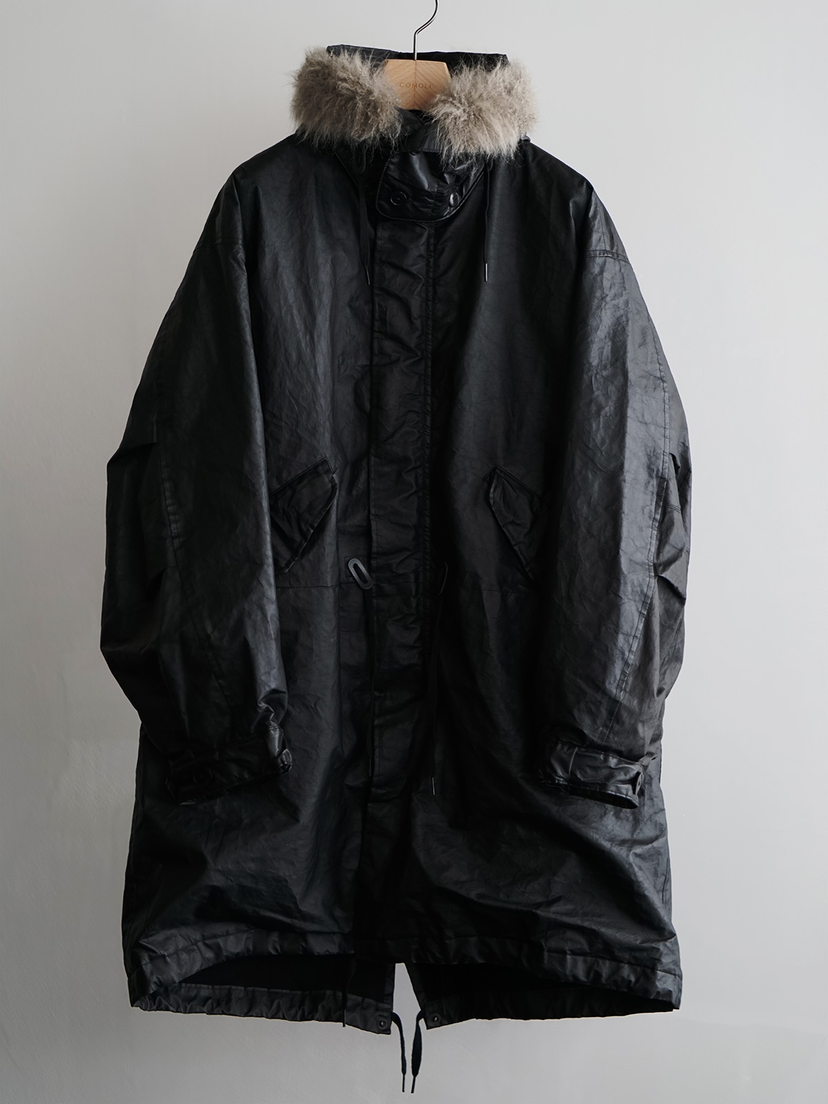 paper leather military hooded coat c2