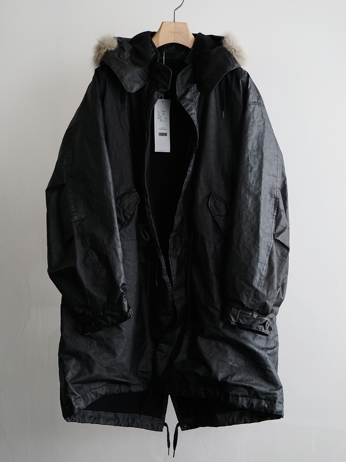 paper leather military hooded coat c3