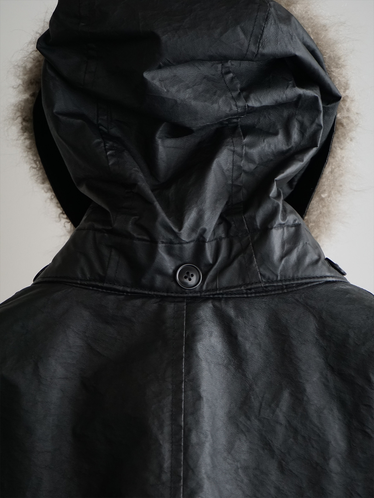 paper leather military hooded coat c9