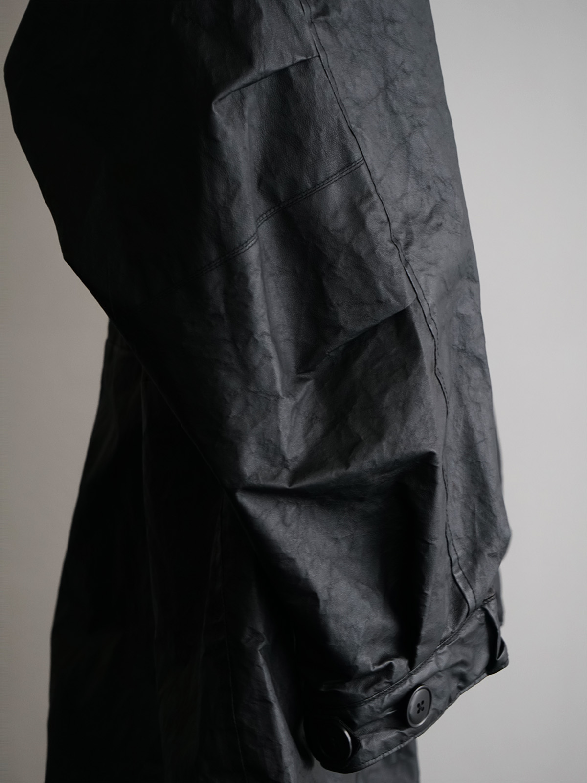 paper leather military hooded coat c11